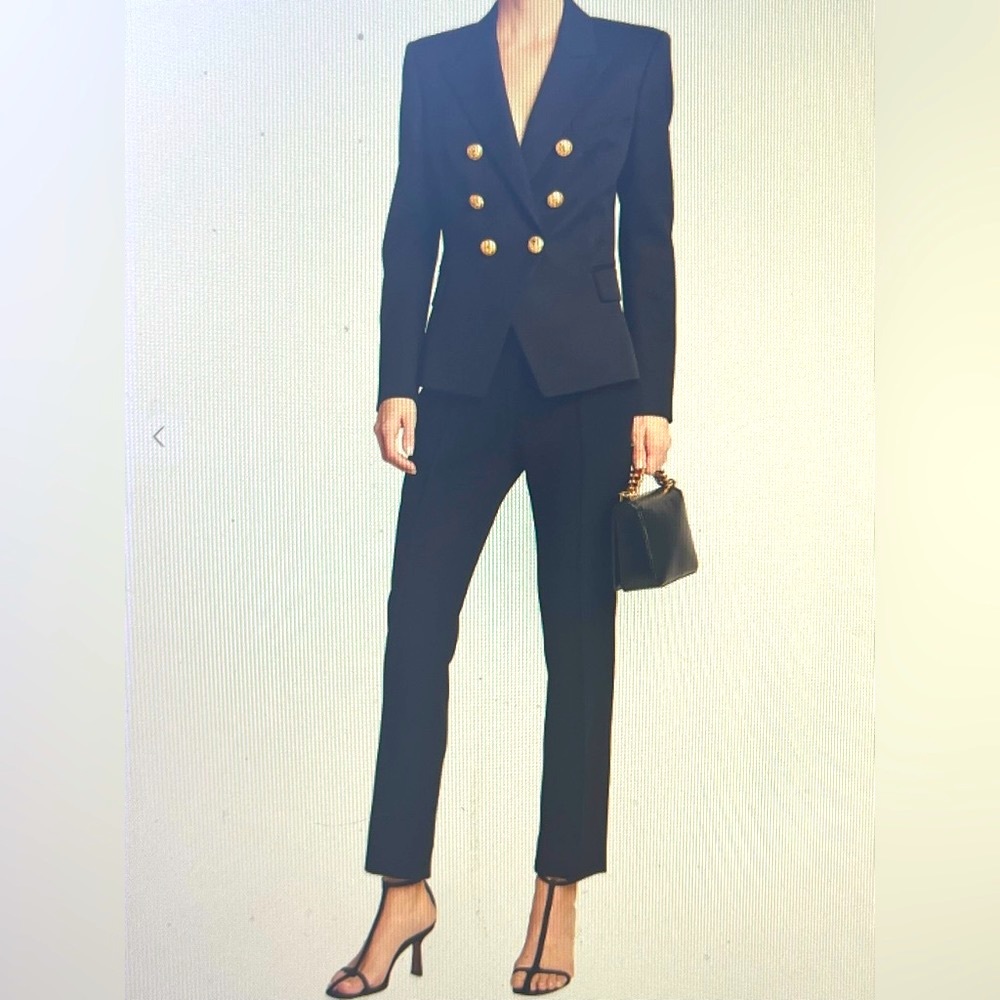 NWOT- BLACK- Balmain Wool Classic Double Breasted Blazer